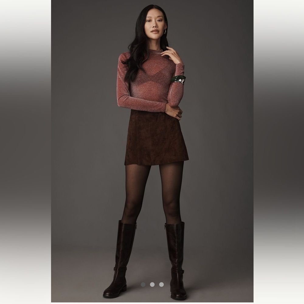 Anthropologie l*space Mock Neck Shimmer Long Sleeve Top!